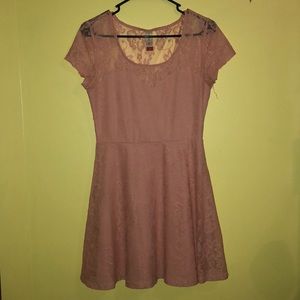 Medium salmon colored lace dress